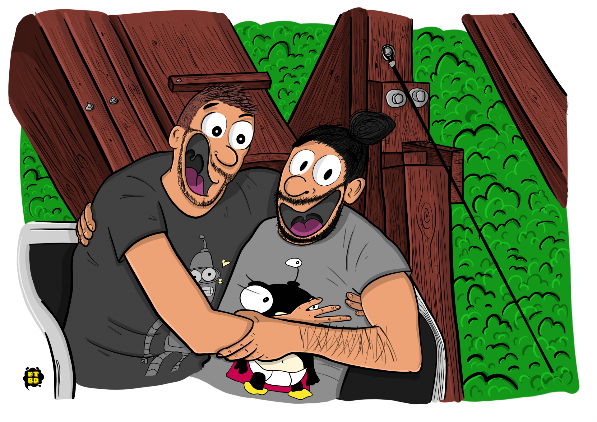 Affiche représentant deux amis dans un manège au parc Astérix