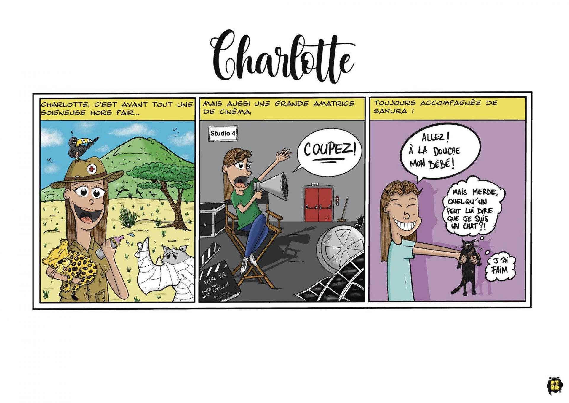 Cadeau de Noël personnalisé, une bd de trois cases de la part d'Antoine pour sa soeur Charlotte
