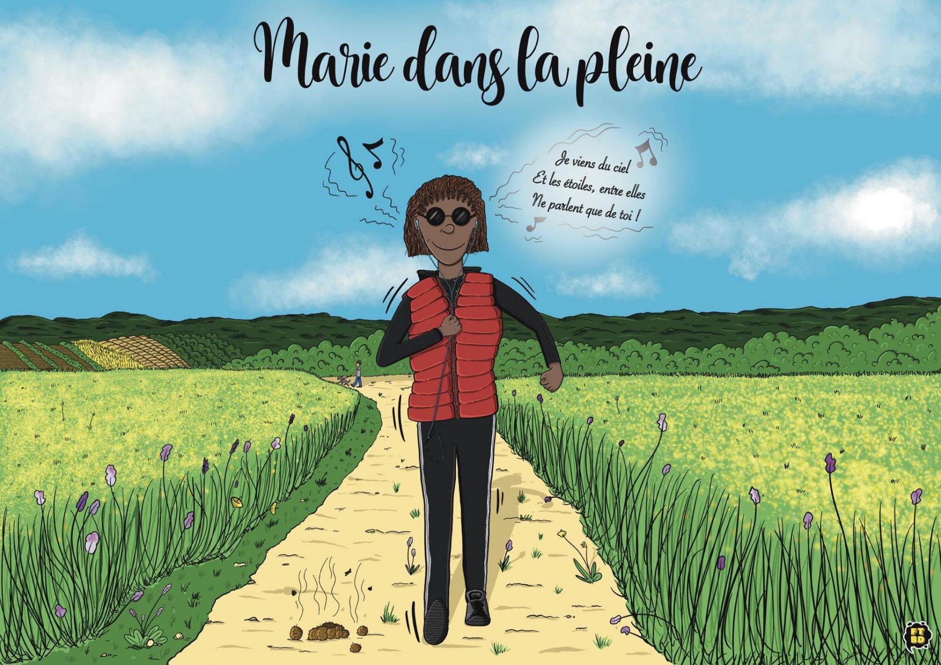 Lisa a offert à sa mère une illustration d'elle se promenant dans une plaine