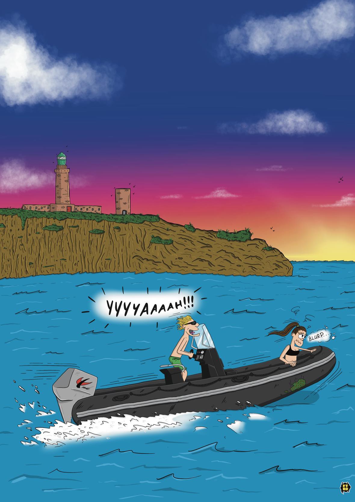 Lise a offert à son copain une affiche les représentant tous les deux, révélant un merveilleux souvenir de vacances : une balade en zodiac super rapide en Bretagne.
